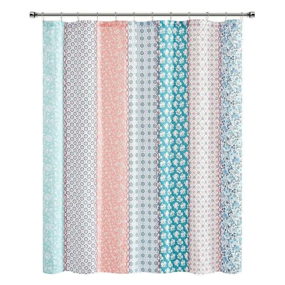 Pioneer Woman Ditsy Patchwork Shower Curtain Fabric Vintage Quilt Style Bath NEW